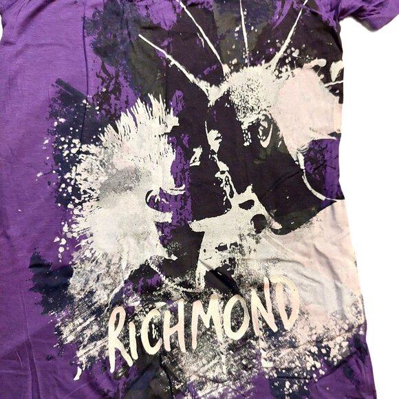 Richmond Purple Graphic Print Glitter Tee Shirt Sz 42 NWT - Picture 4 of 13
